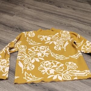 Cyrus Flower Mustard Mockneck Super Soft Sweater